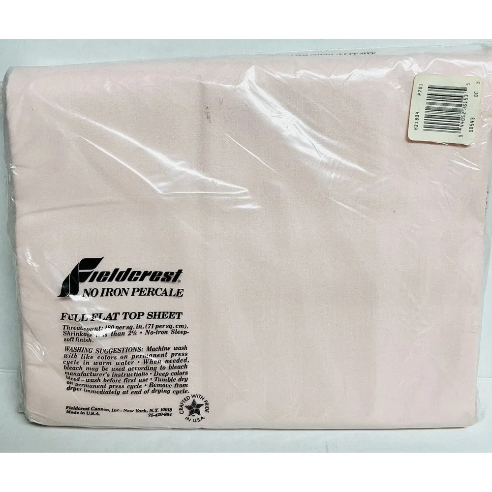 Vintage Fieldcrest Pink Full Flat No Iron Percale Sheet Made in USA NOS NEW